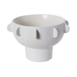 10.25βh X 17.25β WHITE CERAMIC RIVERIE COMPOTE BOWL