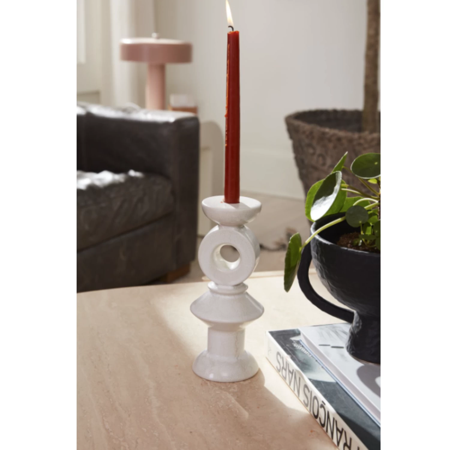 10.25”H X 4.25” WHITE CERAMIC FANTASIA CANDLEHOLDER 2 10.25”H X 4.25” WHITE CERAMIC FANTASIA CANDLEHOLDER - Image 2
