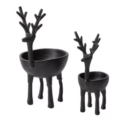 10.25”H X 6.5” X 5” BLACK METAL DASHER REINDEER BOWL -Home Decor Store 1025h x 65 x 5 black metal dasher reindeer bowl 2