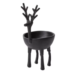 10.25βH X 6.5β X 5β BLACK METAL DASHER REINDEER BOWL
