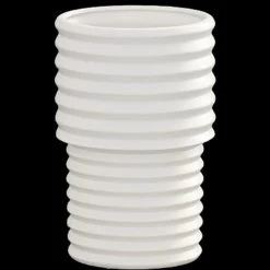 10.25”H X 6.75” WHITE CERAMIC SPIRAL ROUND VASE