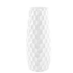 10.5”H X 4.75” Ceramic Round Vase With Pressed Chequered