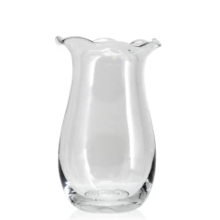 10.5”H X 7” GLASS FLUTED FLOWER VASE