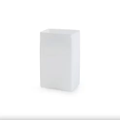 10”H X 6” X 4” WHITE GLASS BLOCK VASE