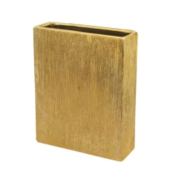 10"H X 8"L X 2.5"W GOLD ETCH CERAMIC VASE