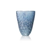 11”H X 9” BLUE GLASS CRISS CROSS VASE