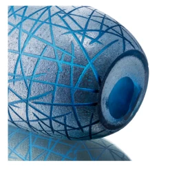 11”H X 9” BLUE GLASS CRISS CROSS VASE -Home Decor Store 11h x 9 blue glass criss cross vase 2