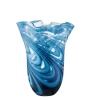 11”h X 9”d BLUE LAGOON GLASS MARBLE LIKE VASE Box Can Be Marked 49105
