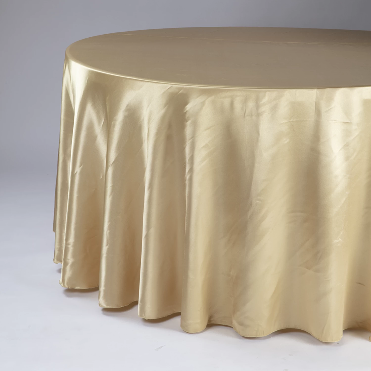 120'' GOLD ROUND GOLD SATIN TABLECOVER 1 120'' GOLD ROUND GOLD SATIN TABLECOVER