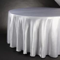 120'' ROUND WHITE SATIN TABLECLOTH