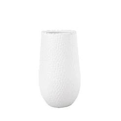 12.25”H X 6.75” WHITE CERAMIC DIMPLE VASE
