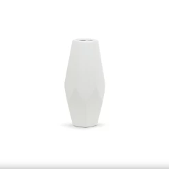 12.55”H X 5.75"WHITE CERAMIC GEO VASE