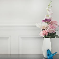 12.55”H X 5.75"WHITE CERAMIC GEO VASE -Home Decor Store 1255h x 575white ceramic geo vase 3