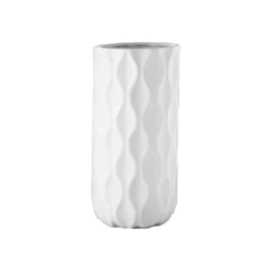 12.5”H X 6” MATTE WHITE CERAMIC CYLINDER PRESSED IMPERIAL