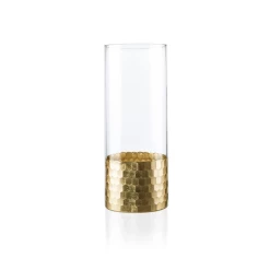 12”H X 4” CLEAR AND WITH GOLD BOTTOM GLASS CYLINDER ELSA LIKE
