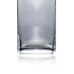 12”H X 6” X 2.75” GREY GLASS RIBBED/FLUTED RECTANGLE -Home Decor Store 12h x 6 x 275 grey glass ribbed fluted rectangle 2