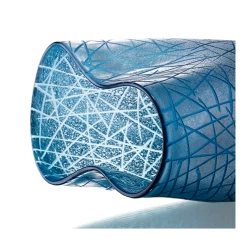 14.25”H X 10.25” BLUE GLASS CRISS CROSS VASE -Home Decor Store 1425h x 1025 blue glass criss cross vase 2