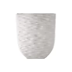 14.5”H X 4.5”W X 13.25”L WHITE CERAMIC ROUNDED TAPERED EMBOSSED SEAMLESS