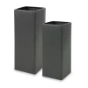 14"H X 4" X 4" MATTE BLACK CERAMIC SQUARE VASE POT