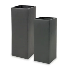 14"H X 4" X 4" MATTE BLACK CERAMIC SQUARE VASE POT