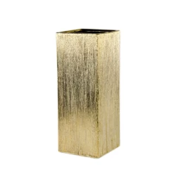 14"H X 4.5" X 4.5" GOLD ETCH CERAMIC VASE POT