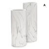 14"H X 5" WHITE CERAMIC MARBLE CYLINDER