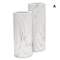 14"H X 5" WHITE CERAMIC MARBLE CYLINDER