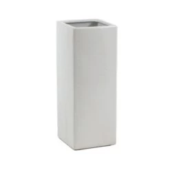 14"H X 5" X 5" MATTE WHITE CERAMIC VASE