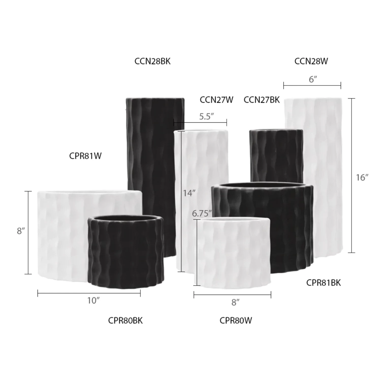 14"H X 5.5" WHITE TEXTURED CERAMIC CYLINDER 2 14"H X 5.5" WHITE TEXTURED CERAMIC CYLINDER - Image 2