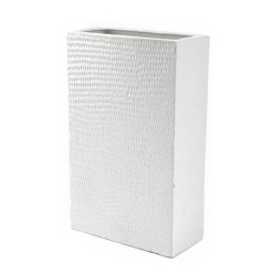 14"H X 8.5" X 4" WHITE CERAMIC TALL RECTANGLE TEXTURED PLANTERS
