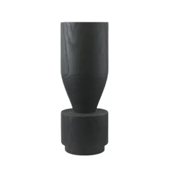 15.75”H X 5.5” BLACK WOOD POT VASE