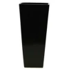 16” X 6" X 6" MATTE BLACK CERAMIC VASE,