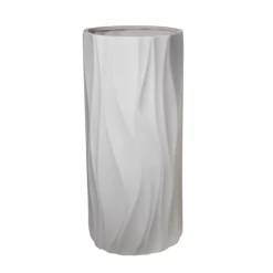 16.5”H X 7.5” MATTE WHITE CERAMIC CYLINDER DEBOSSED SPIKE