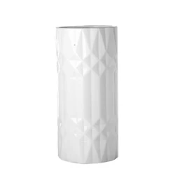 16.5”H X 7.5” WHITE CERAMIC ROUND SYMMETRICAL VASE SPIKE