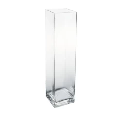 16"H X 4" X 4" GLASS SQUARE OPEN TALL VASE
