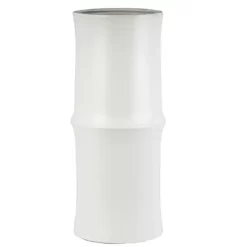 16”H X 6.25” MATTE WHITE CERAMIC BAMBOO BRANCH