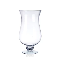 16”H X 9” GLASS PEDESTAL HURRICANE VASE