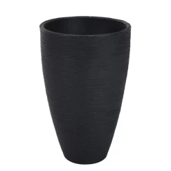 17”H X 11” BLACK RIBBED FLOWER PLASTIC POT
