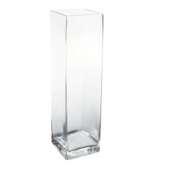 18"H X 4" X 4" CLEAR GLASS SQUARE OPENING VASE