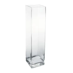 20"H X 5" X 5" CLEAR TALL GLASS RECTANGLE VASE SQUARE OPENING