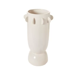 24”h X 14.5” WHITE CERAMIC RIVERIE VASE