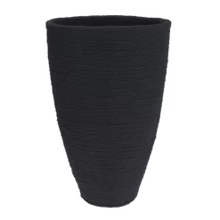 24"h X 15.5" BLACK RIBBED FLOWER PLASTIC POT
