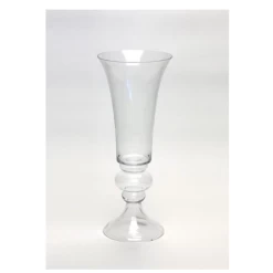 30”H X 11.5” CLEAR GLASS REVERSIBLE TRUMPET VASE