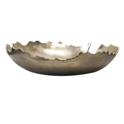 3.5”H X 12.75” GOLD ALUMINUM JAGGED EDGE LOW BOWL