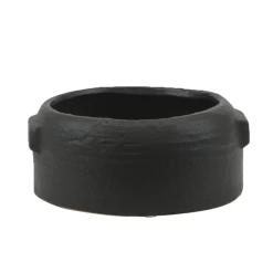 3.5”H X 8” BLACK ZINTO LOW AND WIDE CERAMIC PLANTER WITH SMALL HANDLE