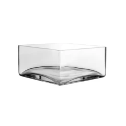 4" X 6" X 6" LOW SQUARE GLASS DISH VASE