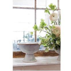 4.25"H X 6" OFF-WHITE CERAMIC JULIAN COMPOTE -Home Decor Store 425h x 6 off white ceramic julian compote 2