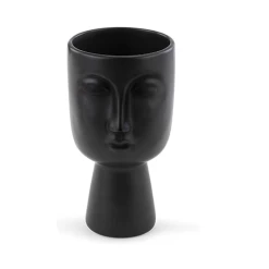 4.25L X 4.25W X 8.5H MATTE BLACK FACE PEDESTAL PLANTER (12)