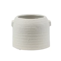 4.75”H X 6.5” WHITE ZINTO LOW AND WIDE CERAMIC PLANTER WITH SMALL HANDLE