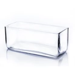 4"H X 10" X 4" LOW RECTANGLE GLASS VASE